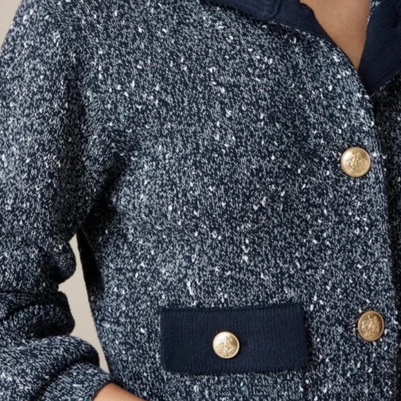 J Crew Marled Sailor Collar Blue Cardigan Medium - Picture 3 of 9